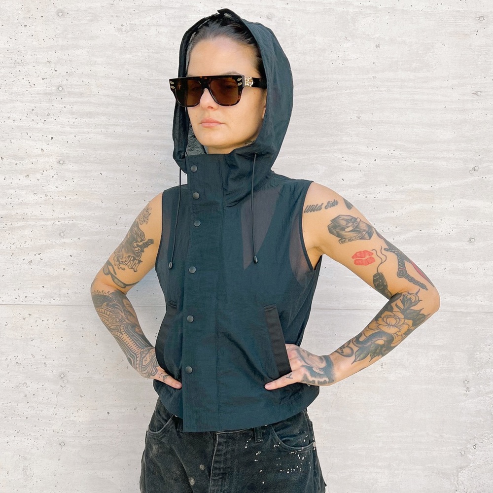 Y3 Adidas Yohi Yamamoto Hooded Mesh Vest Jacket in Black NWOT